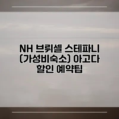 NH 브뤼셀 스테파니 (가성비숙소) 아고다 할인 예약팁