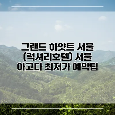 그랜드 하얏트 서울 (럭셔리호텔) 서울 아고다 최저가 예약팁