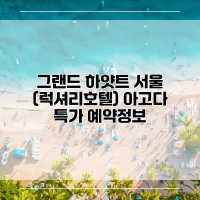 그랜드 하얏트 서울 (럭셔리호텔) 아고다 특가 예약정보