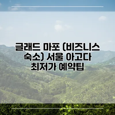 글래드 마포 (비즈니스 숙소) 서울 아고다 최저가 예약팁