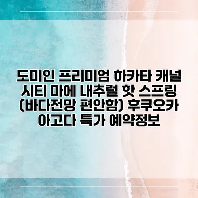 도미인 프리미엄 하카타 캐널 시티 마에 내추럴 핫 스프링 (바다전망 편안함) 후쿠오카 아고다 특가 예약정보