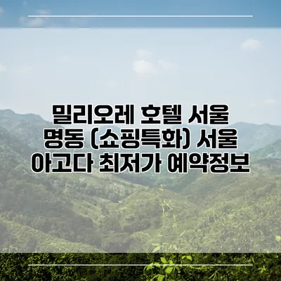 밀리오레 호텔 서울 명동 (쇼핑특화) 서울 아고다 최저가 예약정보