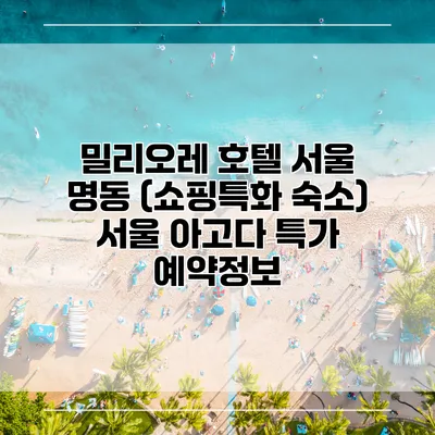 밀리오레 호텔 서울 명동 (쇼핑특화 숙소) 서울 아고다 특가 예약정보