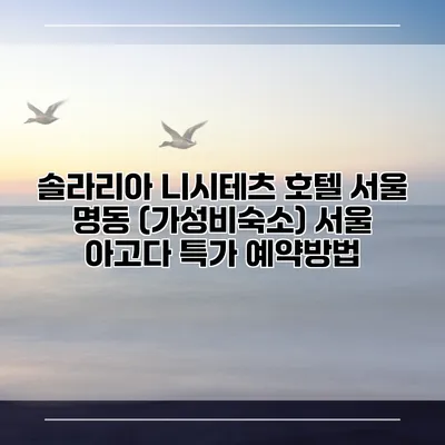 솔라리아 니시테츠 호텔 서울 명동 (가성비숙소) 서울 아고다 특가 예약방법