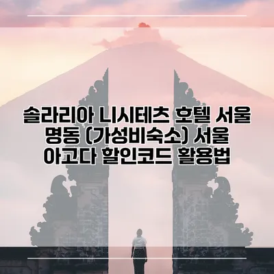 솔라리아 니시테츠 호텔 서울 명동 (가성비숙소) 서울 아고다 할인코드 활용법