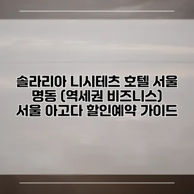 솔라리아 니시테츠 호텔 서울 명동 (역세권 비즈니스) 서울 아고다 할인예약 가이드