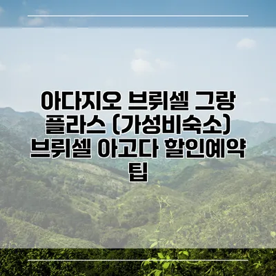 아다지오 브뤼셀 그랑 플라스 (가성비숙소) 브뤼셀 아고다 할인예약 팁