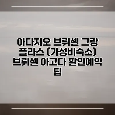 아다지오 브뤼셀 그랑 플라스 (가성비숙소) 브뤼셀 아고다 할인예약 팁