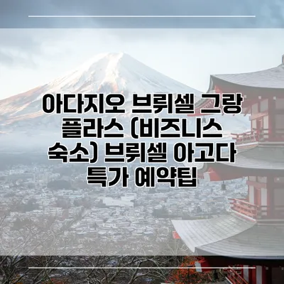 아다지오 브뤼셀 그랑 플라스 (비즈니스 숙소) 브뤼셀 아고다 특가 예약팁