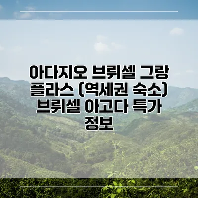 아다지오 브뤼셀 그랑 플라스 (역세권 숙소) 브뤼셀 아고다 특가 정보