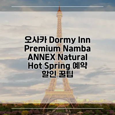 오사카 Dormy Inn Premium Namba ANNEX Natural Hot Spring 예약 할인 꿀팁