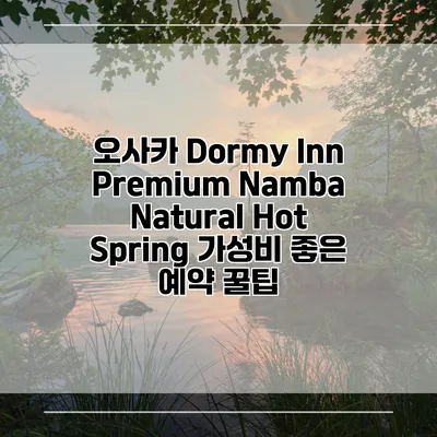 오사카 Dormy Inn Premium Namba Natural Hot Spring 가성비 좋은 예약 꿀팁