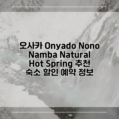 오사카 Onyado Nono Namba Natural Hot Spring 추천 숙소 할인 예약 정보