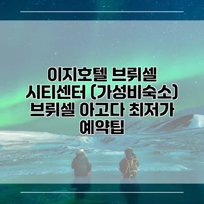 이지호텔 브뤼셀 시티센터 (가성비숙소) 브뤼셀 아고다 최저가 예약팁
