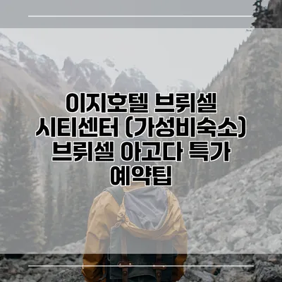 이지호텔 브뤼셀 시티센터 (가성비숙소) 브뤼셀 아고다 특가 예약팁