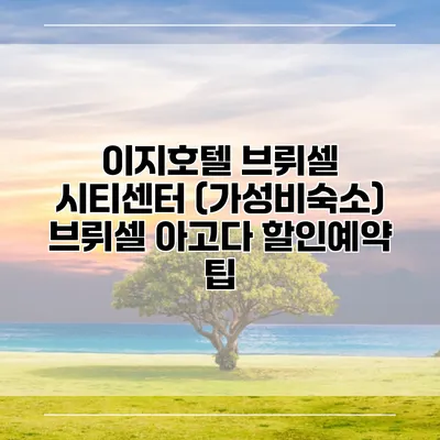 이지호텔 브뤼셀 시티센터 (가성비숙소) 브뤼셀 아고다 할인예약 팁