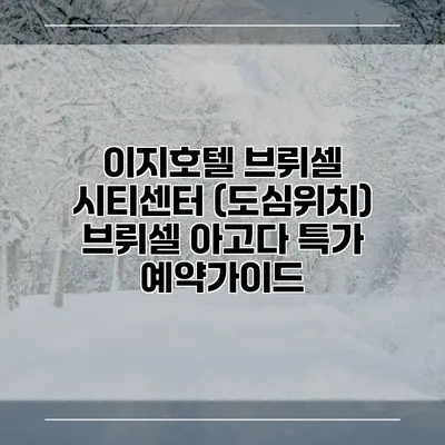 이지호텔 브뤼셀 시티센터 (도심위치) 브뤼셀 아고다 특가 예약가이드
