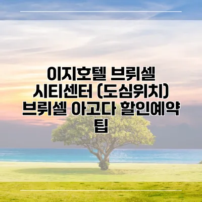 이지호텔 브뤼셀 시티센터 (도심위치) 브뤼셀 아고다 할인예약 팁