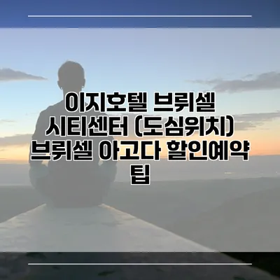 이지호텔 브뤼셀 시티센터 (도심위치) 브뤼셀 아고다 할인예약 팁