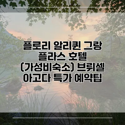 플로리 알리퀸 그랑 플라스 호텔 (가성비숙소) 브뤼셀 아고다 특가 예약팁