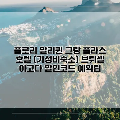 플로리 알리퀸 그랑 플라스 호텔 (가성비숙소) 브뤼셀 아고다 할인코드 예약팁
