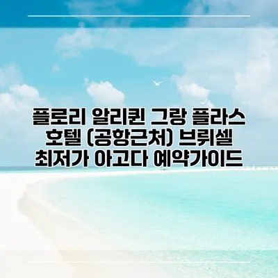 플로리 알리퀸 그랑 플라스 호텔 (공항근처) 브뤼셀 최저가 아고다 예약가이드