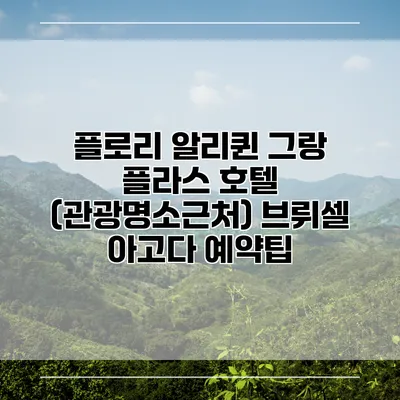 플로리 알리퀸 그랑 플라스 호텔 (관광명소근처) 브뤼셀 아고다 예약팁