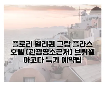 플로리 알리퀸 그랑 플라스 호텔 (관광명소근처) 브뤼셀 아고다 특가 예약팁