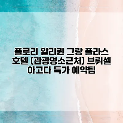 플로리 알리퀸 그랑 플라스 호텔 (관광명소근처) 브뤼셀 아고다 특가 예약팁