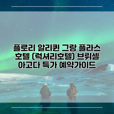 플로리 알리퀸 그랑 플라스 호텔 (럭셔리호텔) 브뤼셀 아고다 특가 예약가이드