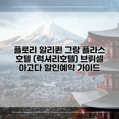 플로리 알리퀸 그랑 플라스 호텔 (럭셔리호텔) 브뤼셀 아고다 할인예약 가이드