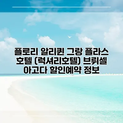 플로리 알리퀸 그랑 플라스 호텔 (럭셔리호텔) 브뤼셀 아고다 할인예약 정보