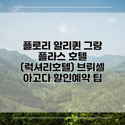 플로리 알리퀸 그랑 플라스 호텔 (럭셔리호텔) 브뤼셀 아고다 할인예약 팁
