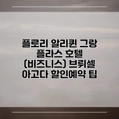 플로리 알리퀸 그랑 플라스 호텔 (비즈니스) 브뤼셀 아고다 할인예약 팁