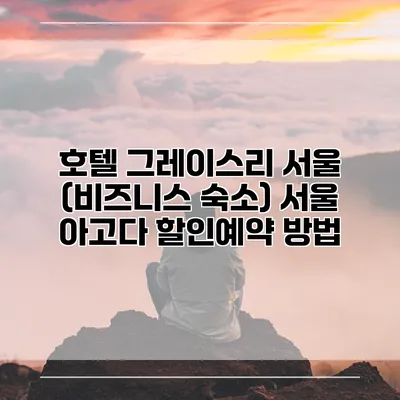 호텔 그레이스리 서울 (비즈니스 숙소) 서울 아고다 할인예약 방법