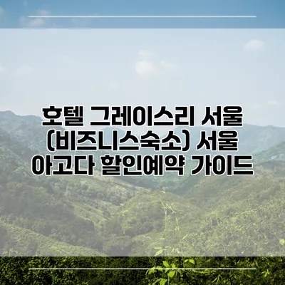 호텔 그레이스리 서울 (비즈니스숙소) 서울 아고다 할인예약 가이드