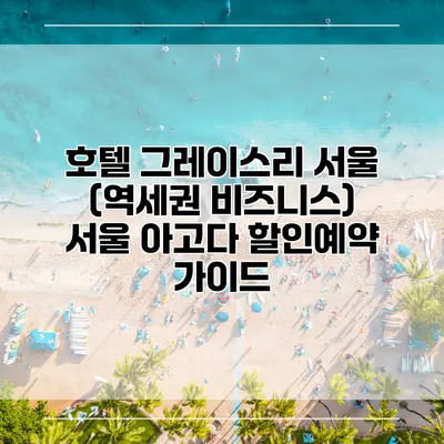 호텔 그레이스리 서울 (역세권 비즈니스) 서울 아고다 할인예약 가이드