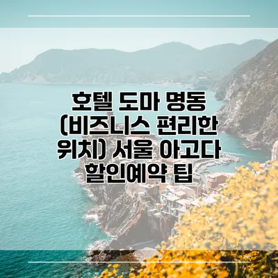 호텔 도마 명동 (비즈니스 편리한 위치) 서울 아고다 할인예약 팁