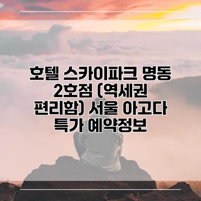 호텔 스카이파크 명동 2호점 (역세권 편리함) 서울 아고다 특가 예약정보
