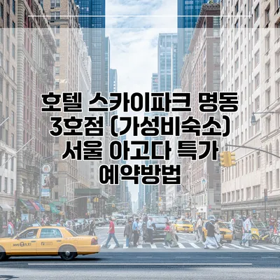 호텔 스카이파크 명동 3호점 (가성비숙소) 서울 아고다 특가 예약방법