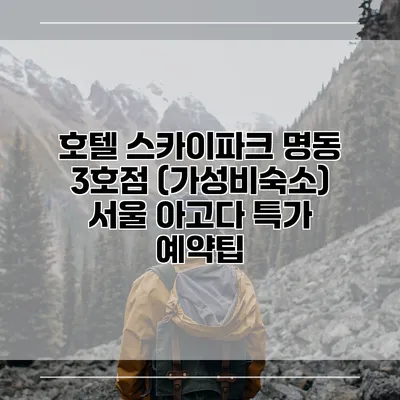 호텔 스카이파크 명동 3호점 (가성비숙소) 서울 아고다 특가 예약팁
