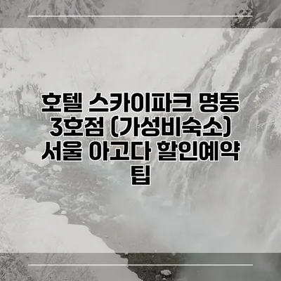 호텔 스카이파크 명동 3호점 (가성비숙소) 서울 아고다 할인예약 팁