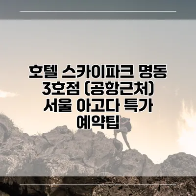 호텔 스카이파크 명동 3호점 (공항근처) 서울 아고다 특가 예약팁