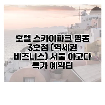 호텔 스카이파크 명동 3호점 (역세권 비즈니스) 서울 아고다 특가 예약팁