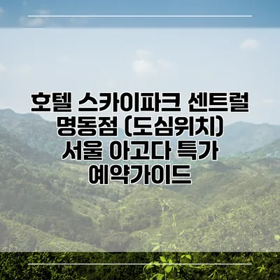호텔 스카이파크 센트럴 명동점 (도심위치) 서울 아고다 특가 예약가이드