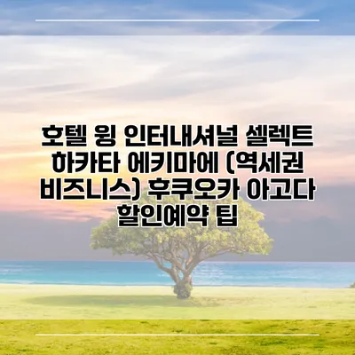 호텔 윙 인터내셔널 셀렉트 하카타 에키마에 (역세권 비즈니스) 후쿠오카 아고다 할인예약 팁