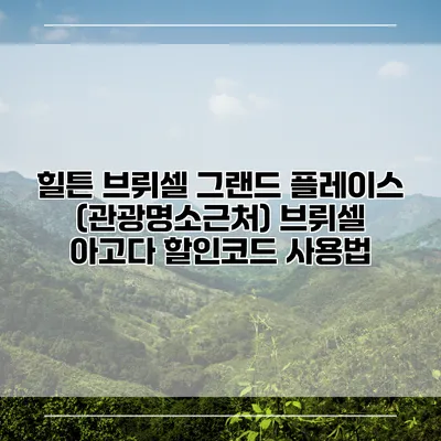 힐튼 브뤼셀 그랜드 플레이스 (관광명소근처) 브뤼셀 아고다 할인코드 사용법