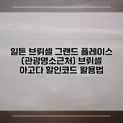 힐튼 브뤼셀 그랜드 플레이스 (관광명소근처) 브뤼셀 아고다 할인코드 활용법